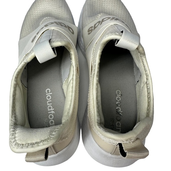 ADIDAS 8.5 Women's Cloudfoam Pure Motion Running Shoe Cream White Slip On - Picture 8 of 10
